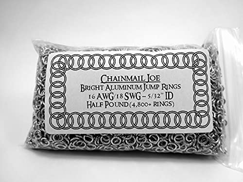 1/2 Pound Bright Aluminum Chainmail Jump Rings 18G 5/32" ID (4800+ Rings) - size: 18SWG 5/32" ID