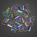 SPEEDWOX 20 Pcs 1" Rainbow Key Fob Hardware Set with Key Fob Pliers, 8 Inches Glass Breaking Pliers with Rubber Tips TPR Handles, for Wristlet Keychain Key Lanyard Making - size: 1" Rainbow