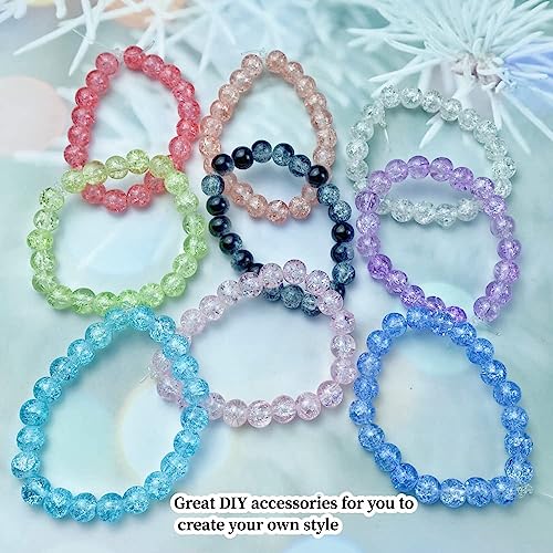 100pcs Crackle Glass Beads 10mm Round Crystal Glass Spacer Crafts Beads for Jewelry Making Necklace Bracelet Earrings DIY Crafts(White) - color: White, size: 10mm