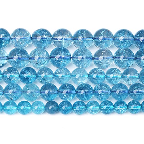 10mm 38pcs Blue Topaz Crystal Quartz Natural Stone Round Loose Beads for Jewelry Making DIY Bracelet Necklace Earrings - color: Blue Crystal, size: 10mm