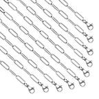 10 Pack Stainless Steel Paperclip Necklace Chains Bulk Classic Men and Women Paperclip Chain Necklace Set - color: Steel Color, size: 16inch (4x12mm)