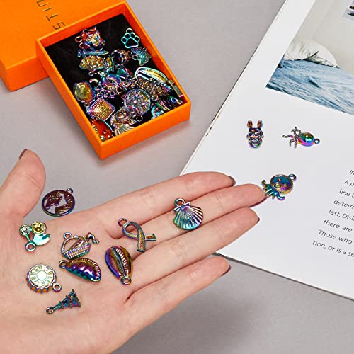 stino 100 G Mixed Style Metal Charms for Jewelry Making, Bulk Silver & Gold Plated, for Bracelet, Necklace, Earrings DIY Crafts - style: Rainbow 1