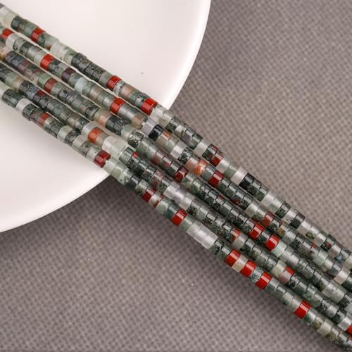 BONNY BOXX 150PCs Natural African Bloodstone Spacer Beads, Loose Semi Precious Flat Round Gemstone Heishi Disc Stone Beads for Beading Jewelry Making 4mm*2mm - color: African Bloodstone, size: 4MM*2MM