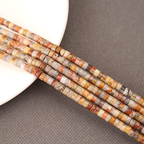 150PCs Natural Crazy Lace Agate Spacer Beads, Loose Semi Precious Flat Round Gemstone Heishi Disc Stone Beads for Beading Jewelry Making 4mm*2mm 38cm - color: Crazy Lace Agate, size: 4MM*2MM