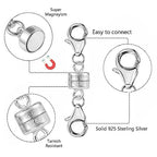 925 Sterling Silver Double Lobster Clasp Magnetic Jewelry Clasps Magnetic Necklace Clasps and Closures Sterling Silver Double Bracelet Necklace Clasp - color: C-White Gold