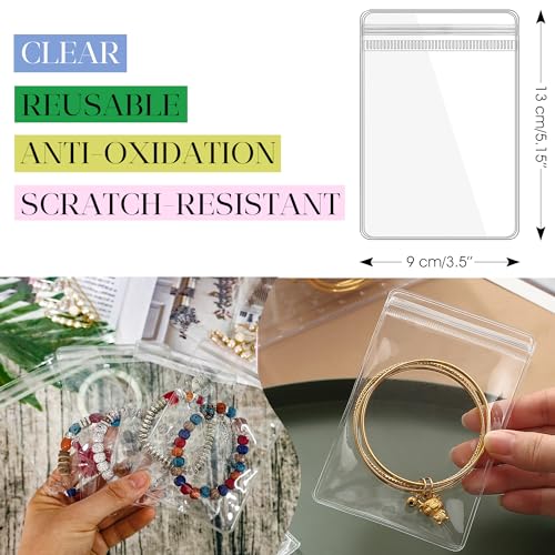 Bracelet Holder Travel Jewelry Organizer Case Transparent Jewelry Storage Book for Earring Necklace Ring with Small Clear Zippered Pouch - color: Purple,48 PCS Large Bags