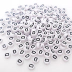 200+ Pieces 4x7mm Single D Letter Beads for Jewelry Making, White Round Acrylic Bulk Alphabet (Black on White) - size: Single letter D 200+ Pcs
