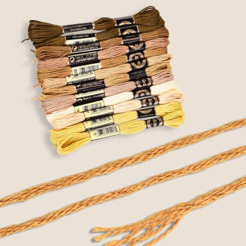 12 Skeins 6 Strands Variegated Embroidery Floss Thread Gradient Friendship Bracelet String Polyester Cross Stitch Yarn Threads Bulk for Hand Sewing Jewelry Bracelets Making Crafts Stitching - color: Fall Color