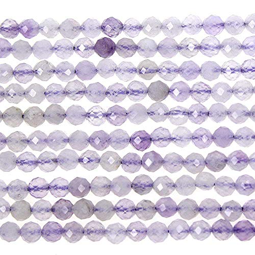 MJDCB 3mm Faceted Natural Lavender Amethyst Round Loose Beads for Jewelry Making DIY Bracelet Necklace - color: Lavender Amethyst