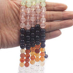 6 8 10 12mm Natural Mixed Carnelian Crystal Amethyst Rose Quartz Prehnite Round Jewelry Loose Gemstone Beads Strand 15" Natural Stone for Necklace Bracelet DIY Design - size: 10mm