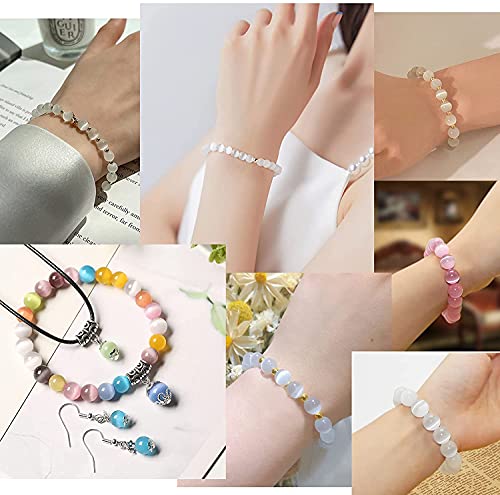 HAAMIIQII 60pcs 6mm White Cat Eye Beads Round Loose Gemstone Beads for Jewelry Making Strand 15 Inch - color: White, size: 6mm (60pcs)