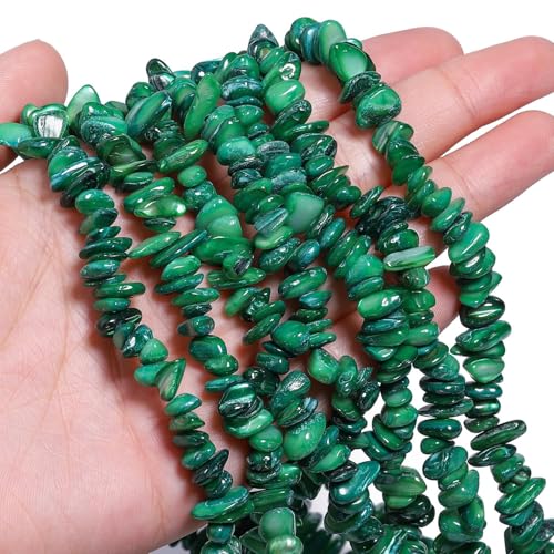Chip Shell, 260pcs 5-8mm Irregular Shell Beads with Holes, Dark Green Shell & Jade Like Chip Beads for Jewelry Making - color: Dark Green