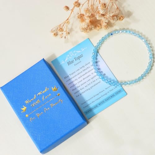 MASSIVE BEADS Natural Genuine Gemstone Beads Healing Crystal Chakra Reiki Jewelry Faceted Round Beads Bracelets 3mm - color: Blue Topaz