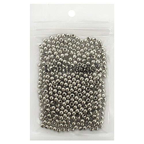 LolliBeads (R) Platinum Smooth Round Metal Beads 4 mm 600 Pcs - color: Platium 600 Pcs 4mm