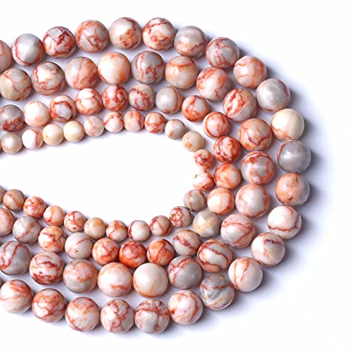 10MM 38PCS Natural Stone Red Network Jasper Loose Beads for Jewelry Making DIY Bracelet - color: Red Network, size: 10mm