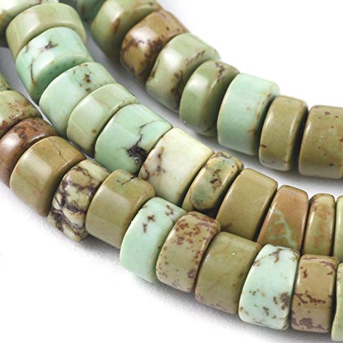 Craftdady 85Pcs 4mm Natural Turquoise Heishi Coin Disc Stone Beads Flat Round Disk Gemstone Loose Beads for Jewelry Craft Necklace Bracelet Making Hole: 0.8mm - color: Dark Seagreen, 4mm
