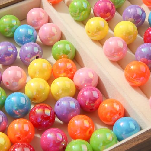 20mm Ab Rainbow Acrylic Beads 180pcs Chunk Bubblegum Bead Color Beadable Pen Ball Beads for Pen Bag Jewelry Making Necklace Bracelets(Rainbow ab) - color: rainbow color