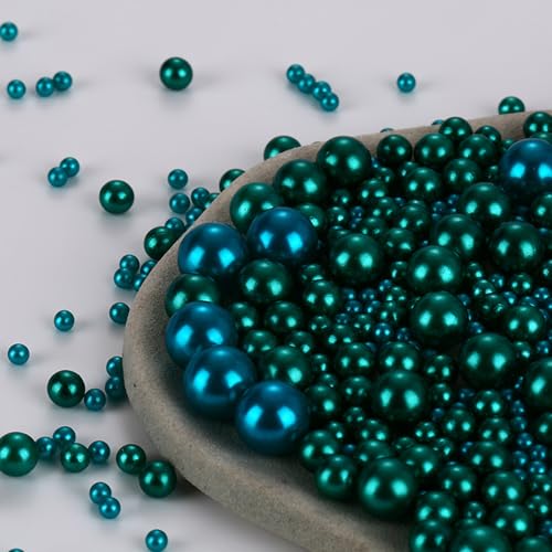 1000PCS Assorted Pearls - No Hole, 3-10mm Green Loose Pearls for Vase Fillers, DIY, Parties, Home Decor - color: Darkgreen