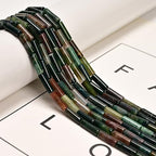 29 Pcs 4x13mm Natural Green Indian Agate Stone Bead India Cylinder Tube Spacer Beads for Jewelry Making Mens Bracelets Keychain DIY - color: Indian Agate, size: 4x13mm