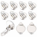 SUNNYCLUE 1 Box 50Pcs Clip on Earrings Findings Earring Cabochon Settings Stainless Steel Earring Converters Round Flat Back Tray Earring Clips for Non Pierced Ears Women Jewelry Making DIY Crafts - color: 50pcs Stainless Steel Earring Clips