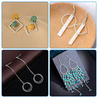 Ximalun 120Pcs Earring Hoops for Jewelry Making,Earring Finding Hypoallergenic Earrings Beading Hoop Bulk Open Bezel Pendant Frame Teardrop Square Round Circle Earrings Making Supplies for DIY Crafts - color: Silver