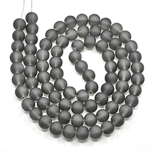 FASHEWELRY 200Pcs Transparent Frosted Glass Bead 4mm Matte Crystal Glass Loose Beads for DIY Jewelry Making (Gray) - color: Gray
