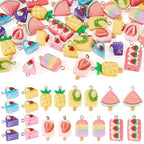 Cheriswelry Cup Cake Resin Pendants Lovely Food Sweet Dessert Dangle Charms Links Hanging Ornament with Metal Loop Fruit Pendants for Key Chains Bracelet Necklace Jewelry Making - color: Ice Lolly & Cake Roll-Mixed Color