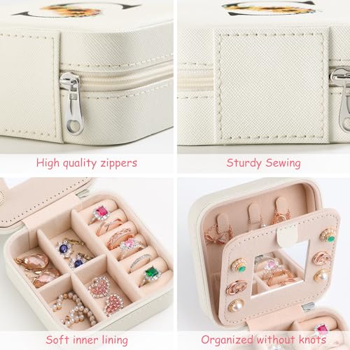 AYGXU Travel Jewelry Box for Women and Girls - Small Case With Initial A-Z - Teacher Gifts - color: white, size: D