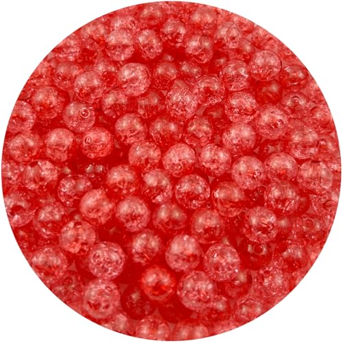 400pcs 8mm Acrylic Crackle Beads - Round Crystal Acrylic Craft Beads with Hole for Jewelry Making - Bright Red - color: 24-bright red, size: 8MM