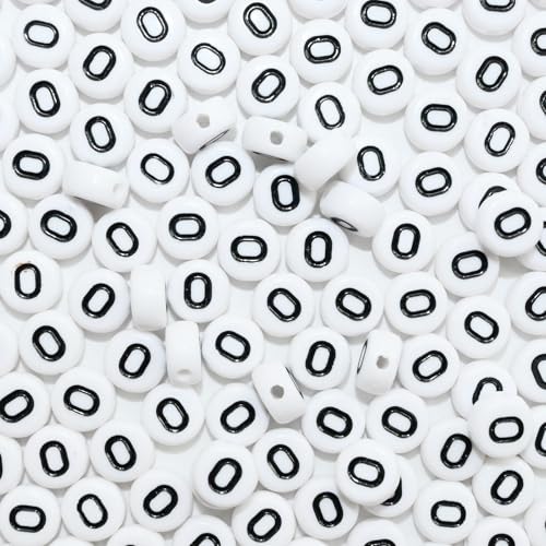 Looconi 300pcs Number Beads 0 Plastic Beads for Jewelry Making - color: Number0, size: 7x4mm