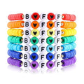 Rainbow Heishi Surfer Bracelets Set for Women Stackable Clay Beaded Bracelets Disc Stretch Preppy Bracelets Layering Colorful Friendship Bracelets Team Cheer Bulk Boho Summer Beach Jewelry Gift - style: BFF