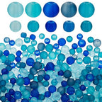PH PandaHall 5 Colors Blue Glass Beads 350pcs Frosted Beads 2 Sizes Matte Crystal Beads 6/8mm Round Loose Beads Bracelet Beads Craft Beads for Jewelry Making Summer Boho Bracelets Necklaces Earring