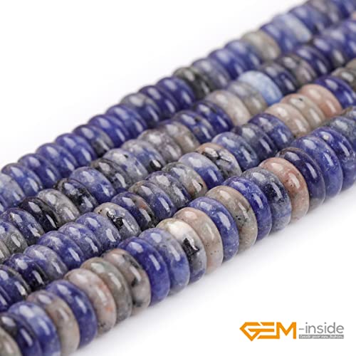 GEM-Inside 2x6mm Natural Dark Blue Sodalite Jasper Stone Heishi Disc Rondelle Spacer Beads for Jewelry Making Full 15" Strand Energy Stone Healing Power Crystal - color: Dark Blue Sodalite Jasper