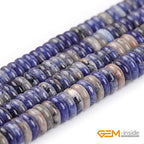 GEM-Inside 2x6mm Natural Dark Blue Sodalite Jasper Stone Heishi Disc Rondelle Spacer Beads for Jewelry Making Full 15" Strand Energy Stone Healing Power Crystal - color: Dark Blue Sodalite Jasper