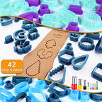 PTFJZ Polymer Clay Cutters for Earring Making - 160pcs Clay Tools Set with Earrings Accessories, 42+8pcs Different Shape Plastic Clay Cutters (Style B- Green+Purple) - color: Style B-Green+Purple