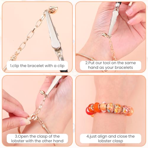 30 Pcs Snake Chain Charm Bracelet with Bracelet Helper - Adjustable DIY Jewelry Making Kit for Women, Gold & Silver Metal Bracelets with Heart Lobster Clasp Extender, Craft Supplies & Gifts