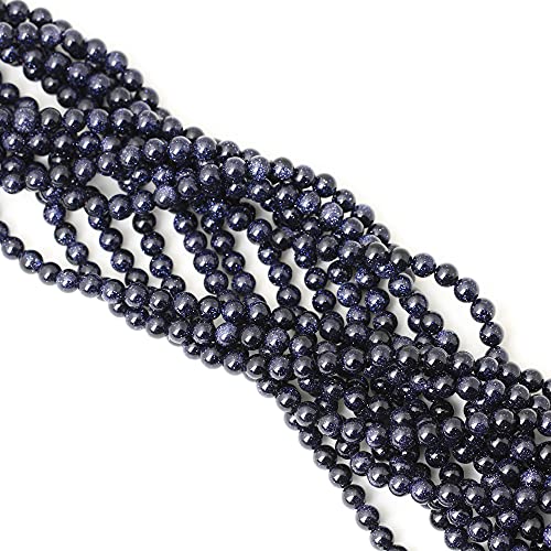 60PCS 6mm Natural Blue Sandstone Gemstone Round Loose Beads Stone Beads for Jewelry Making DIY Findings 1 Strand 15" - color: Blue Sand Stone, size: 6mm