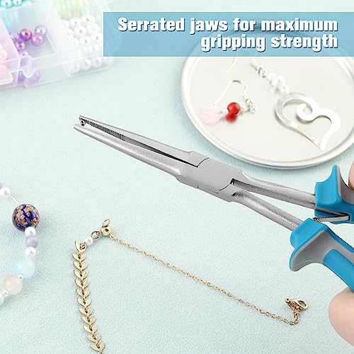 SPEEDWOX Long Reach Needle Nose Pliers with Teeth, Extra Long Plier, 7 Inches Long Nose Mini Precision Wire Looping Pliers for Hard to Reach Narrow Spaces High Leverage Reduce Efforts Non-slip Handles - style: Needle Nose Pliers with Teeth