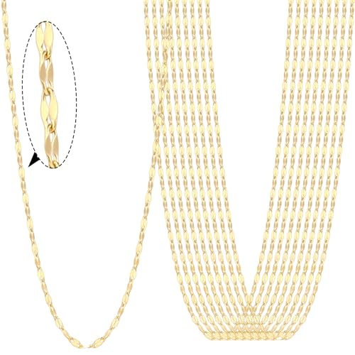 24PCS Gold Necklace Chains for Jewelry Making 2MM 18K Gold PVD Plated Stainless Steel Sparkly Lip Link Chains Bulk for DIY Necklace - color: gold(2mm/ 18 inches)
