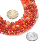 92Pcs Natural Crystal Beads Stone 4mm Red Stripe Onyx Agates Gemstone Round Loose Energy Healing Beads for Bracelet Necklace Earrings Jewelry Making - color: Red, size: 4MM