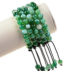 MASSIVE BEADS Natural Healing Power Gemstone Crystal Beads Unisex Adjustable Macrame Bracelets - color: Agate Green, size: 6mm