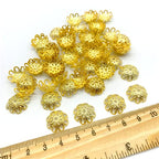 500PCS 10mm Gold Tone Flower Bead Caps Hollow Flower Bead Caps for Jewelry Making (Gold) - color: gold