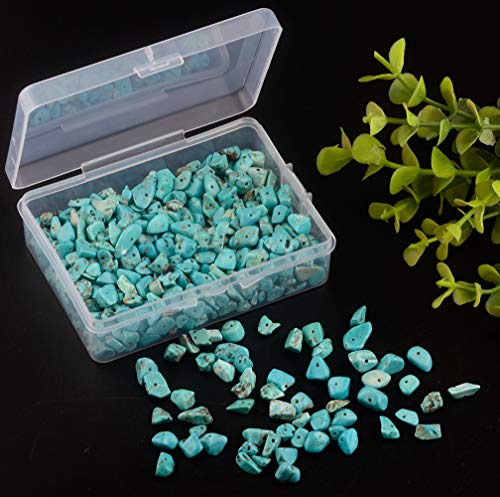 Chip Stone Beads Turquoise 5-8mm About 400 Pieces Irregular Gemstones Healing Crystal Loose Rocks Bead Hole Drilled DIY for Bracelet Jewelry Making Crafting (5-8mm, Turquoise) - color: Turquoise