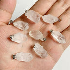 10pcs Irregular Raw Natural Clear Quartz Rock Stone Pendant Healing Crystal Chakra Gemstone Charm for Jewelry Making DIY Necklace Earrings Accessories Reiki - color: Clear Quartz