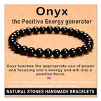 AD Beads Handmade Gemstone Stretch Elastic Bracelet Crystal Healing Reiki Nature's Beauty and Spiritual Essence Unisex - color: Black Onyx, size: 6mm