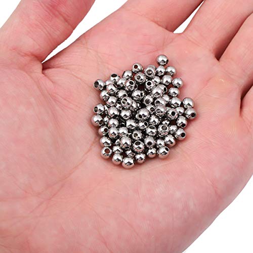 BEADIA Stainless Steel Spacer Beads 4x3mm Round Loose Charm Caps Beads for DIY Jewelry Making 100pcs with 1.5mm Hole - color: 4x3mm 1.5mm
