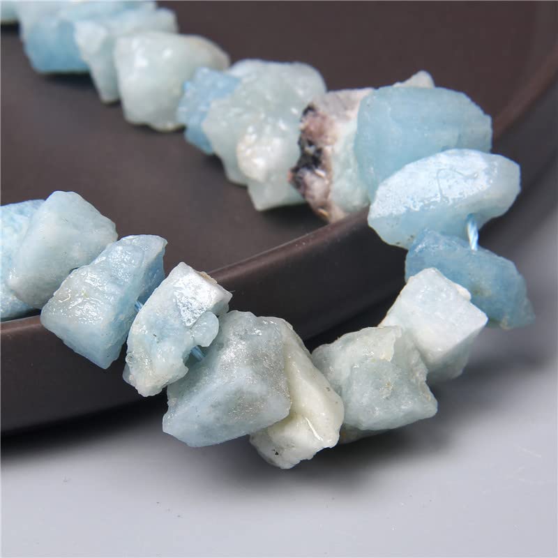 10-13mm Natural Irregular Freeform Raw Aquamarine Stone Nugget Beads Reiki Crystal Healing Minerals Quartz Bead DIY Jewelry Making - color: Aquamarine