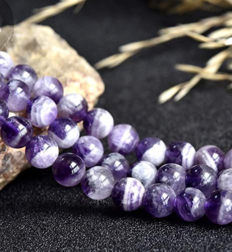ABCGEMS Minas-Gerais Chevron Banded Amethyst Beads from Brazil (Ethically-Sourced from the Minas Gerais State, Particularly in Regions Like Minas Novas & Araçuaí) Smooth Round 10mm - color: Purple Chevron Amethyst (From Brazil)