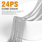 Cadikez 24PCS Stainless Steel Curb Chain Necklace Bulk, 2mm 18inch Stainless Steel Finished Flat Twisted Link Chains for Necklace Jewelry Making - color: 2.0mm Stainless Steel