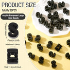 FASHEWELRY 30Pcs Acrylic Letter S Beads with Large Hole Big Plastic Letter Blocks European Beads 3D Letters Chunky Vowel Initial Alphabet Bead for Key Chains Necklace DIY Arts Craft Projects - color: Black, size: S